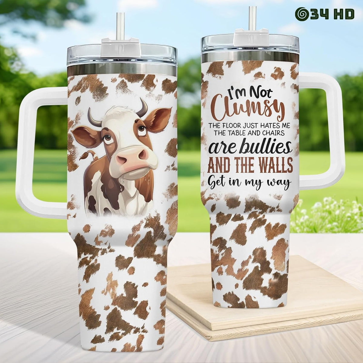 Funny Cow Forgot What Was 40 oz Tumbler with Handle, Cow Lover Gift | Ranch Lover Gift, Heifer Ranch Farmhouse Cattle Moo Barnyard Humor Witty Hilarious Comedy Tumbler