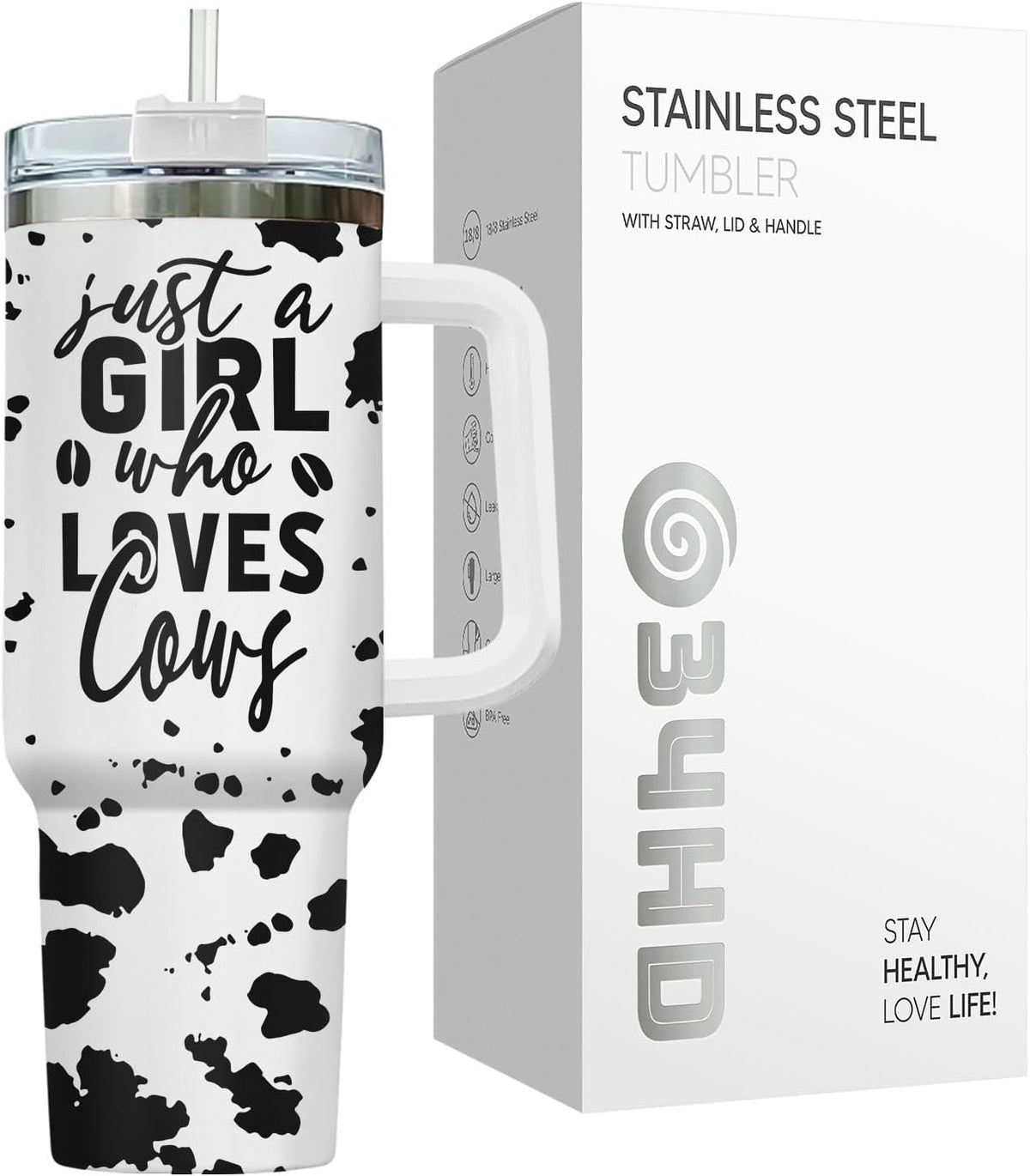 Funny Cow Forgot What Was 40 oz Tumbler with Handle, Cow Lover Gift | Ranch Lover Gift, Heifer Ranch Farmhouse Cattle Moo Barnyard Humor Witty Hilarious Comedy Tumbler
