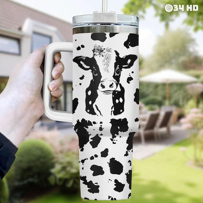 Funny Cow Forgot What Was 40 oz Tumbler with Handle, Cow Lover Gift | Ranch Lover Gift, Heifer Ranch Farmhouse Cattle Moo Barnyard Humor Witty Hilarious Comedy Tumbler