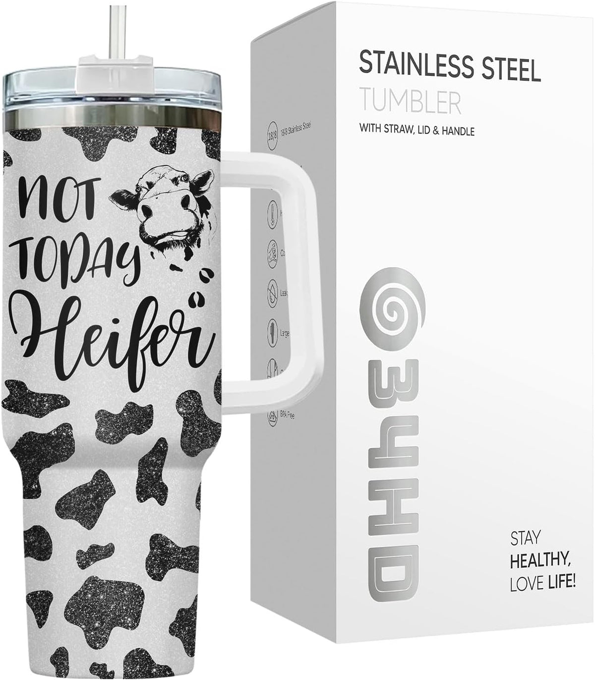 Funny Cow Forgot What Was 40 oz Tumbler with Handle, Cow Lover Gift | Ranch Lover Gift, Heifer Ranch Farmhouse Cattle Moo Barnyard Humor Witty Hilarious Comedy Tumbler