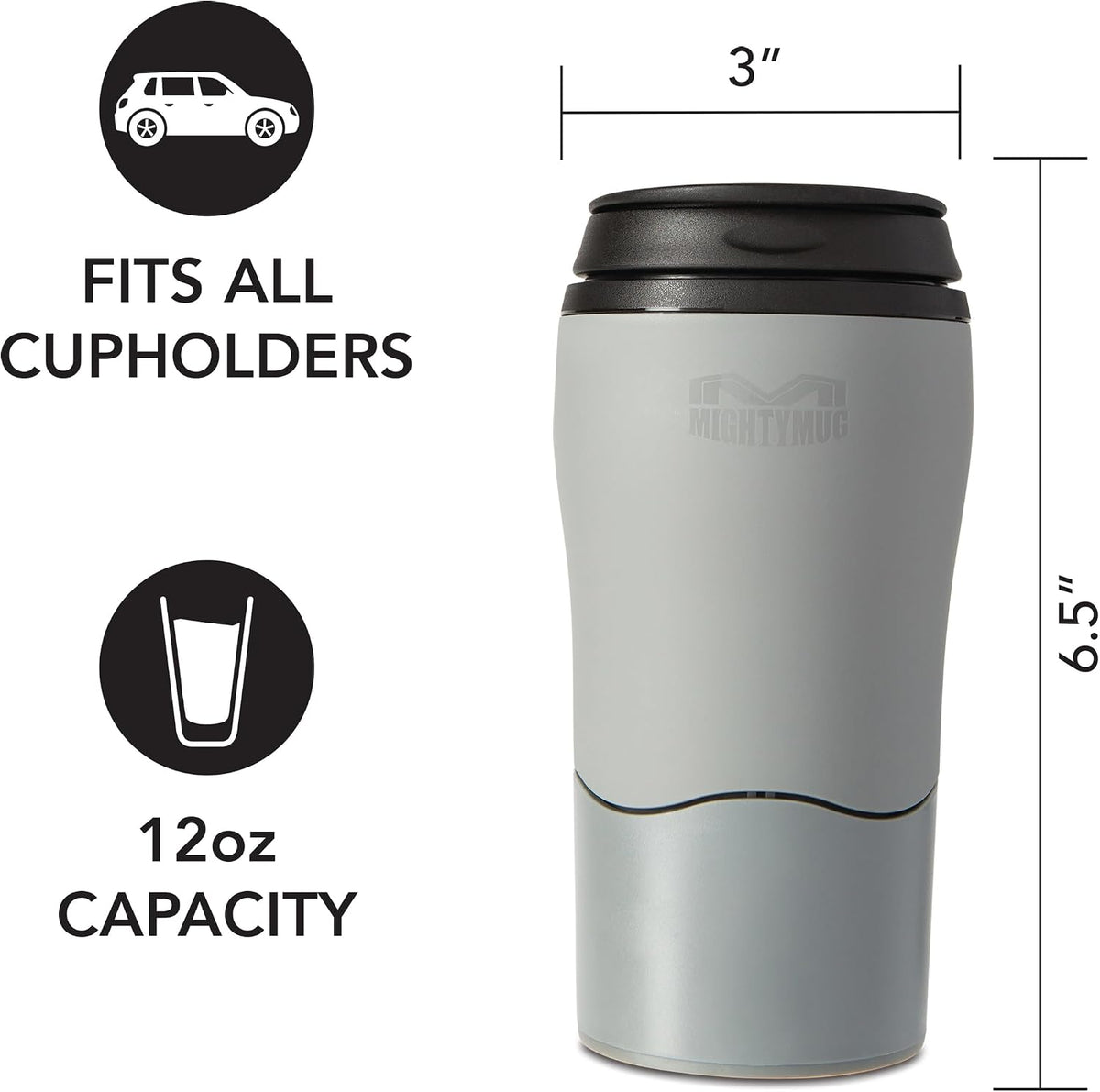 Plastic Travel Mug, No Spill Double Wall Tumbler, Cold/Hot, Cup-Holder Friendly, Dishwasher Safe, (Cream, 12oz)