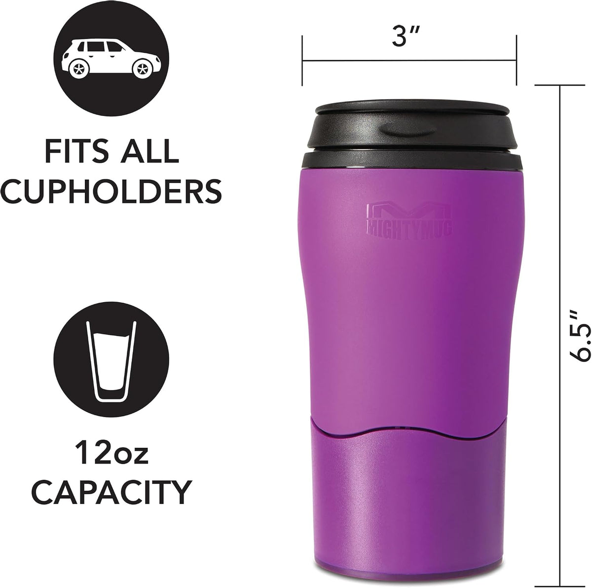 Plastic Travel Mug, No Spill Double Wall Tumbler, Cold/Hot, Cup-Holder Friendly, Dishwasher Safe, (Cream, 12oz)