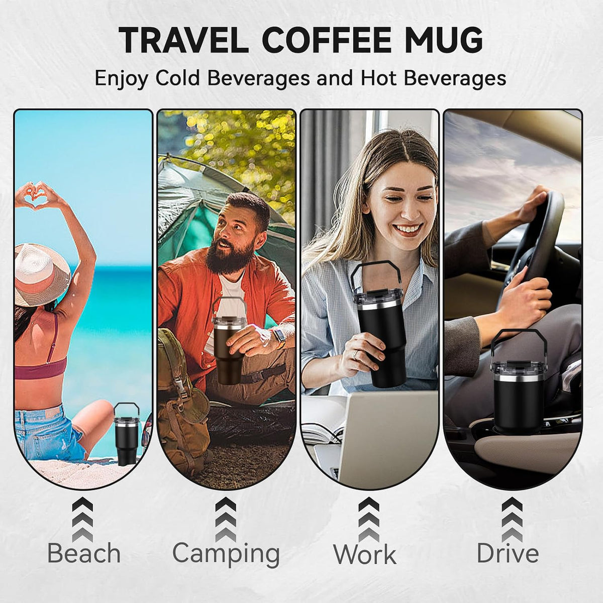 20oz Tumbler with Handle and Flip Straw Lid Double Wall Insulated Travel Coffee Mug Stainless Steel Vacuum Insulated Coffee Tumbler Cup for Hot and Cold Beverages Leak-proof&BPA-free (20oz,Navy blue)