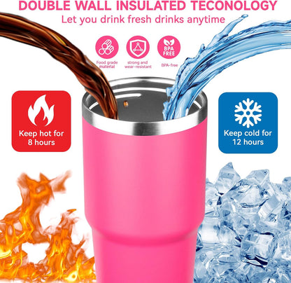 20oz Tumbler with Handle and Flip Straw Lid Double Wall Insulated Travel Coffee Mug Stainless Steel Vacuum Insulated Coffee Tumbler Cup for Hot and Cold Beverages Leak-proof&BPA-free (20oz,Navy blue)