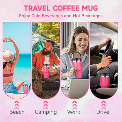 20oz Tumbler with Handle and Flip Straw Lid Double Wall Insulated Travel Coffee Mug Stainless Steel Vacuum Insulated Coffee Tumbler Cup for Hot and Cold Beverages Leak-proof&BPA-free (20oz,Navy blue)