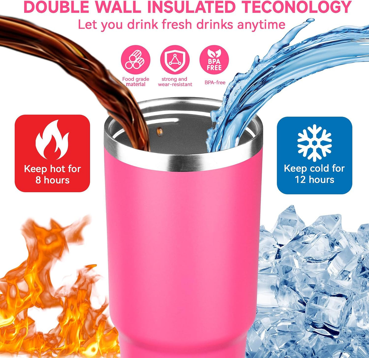 20oz Tumbler with Handle and Flip Straw Lid Double Wall Insulated Travel Coffee Mug Stainless Steel Vacuum Insulated Coffee Tumbler Cup for Hot and Cold Beverages Leak-proof&BPA-free (20oz,Navy blue)