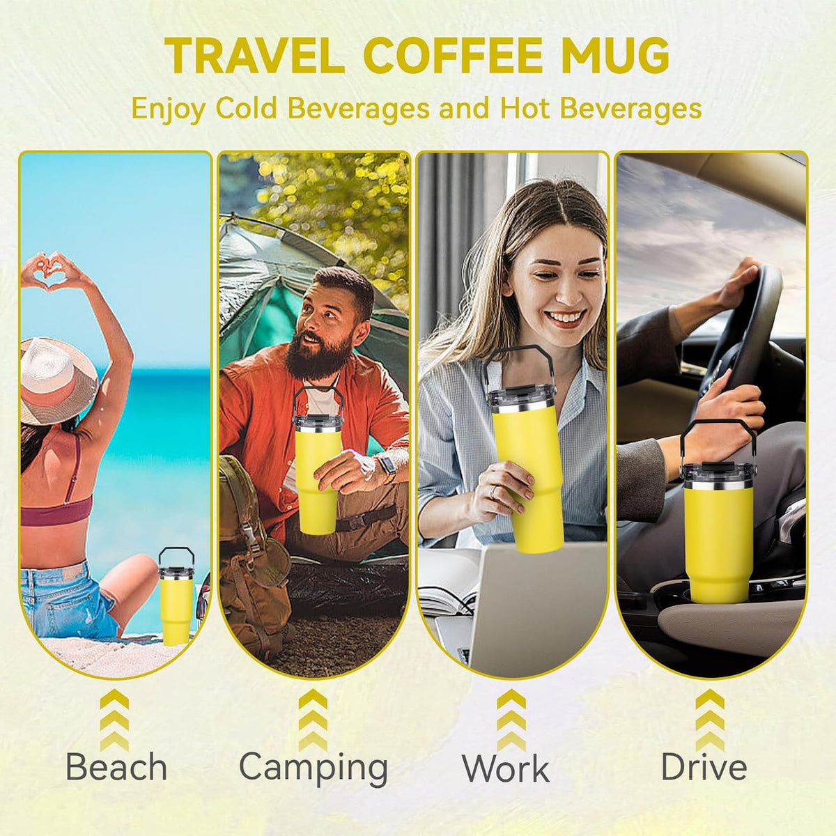 20oz Tumbler with Handle and Flip Straw Lid Double Wall Insulated Travel Coffee Mug Stainless Steel Vacuum Insulated Coffee Tumbler Cup for Hot and Cold Beverages Leak-proof&BPA-free (20oz,Navy blue)