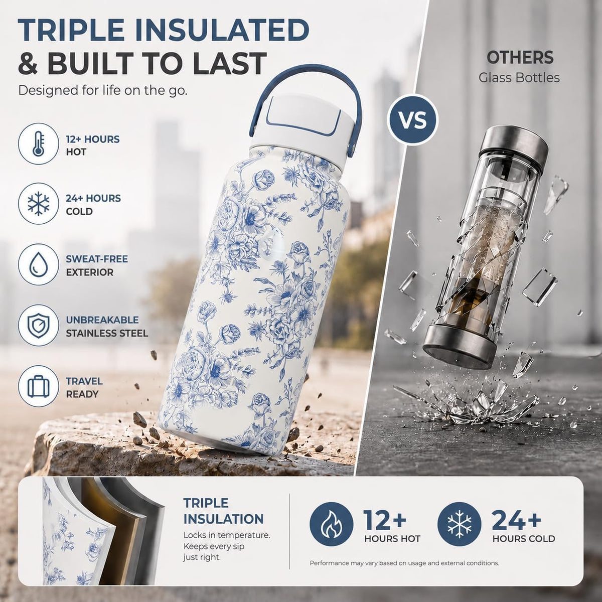 32 oz Ceramic Lined Tea Infuser Travel Tumbler, Micro-Mesh Stainless Steel Infuser, Pure Taste Ceramic Interior, Triple Insulated 12hr Hot Cold, Dual Sip & Straw Lid, Scratch-Resistant