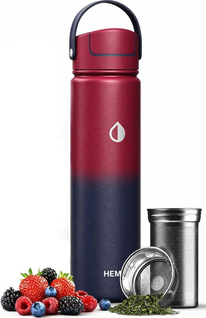 32 oz Ceramic Lined Tea Infuser Travel Tumbler, Micro-Mesh Stainless Steel Infuser, Pure Taste Ceramic Interior, Triple Insulated 12hr Hot Cold, Dual Sip & Straw Lid, Scratch-Resistant