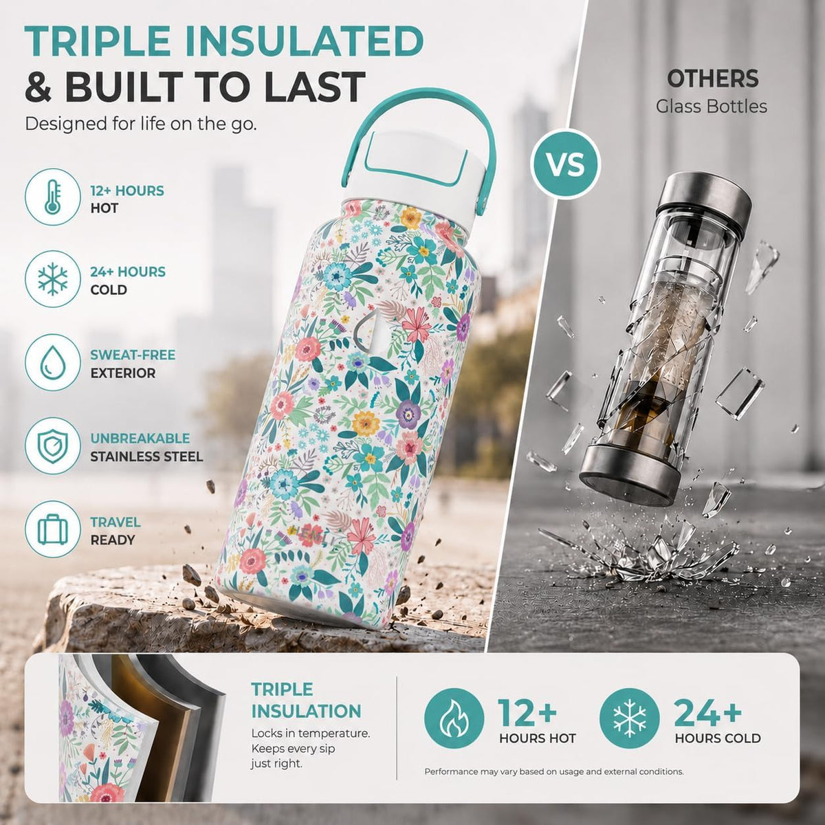 32 oz Ceramic Lined Tea Infuser Travel Tumbler, Micro-Mesh Stainless Steel Infuser, Pure Taste Ceramic Interior, Triple Insulated 12hr Hot Cold, Dual Sip & Straw Lid, Scratch-Resistant