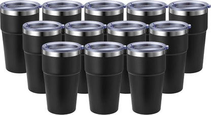 16oz Stainless Steel Tumbler Travel Coffee Mug with Lids Double Wall Insulated Coffee Cup for Home, Office, Travel Great Gift for Women (White, 1 pack)