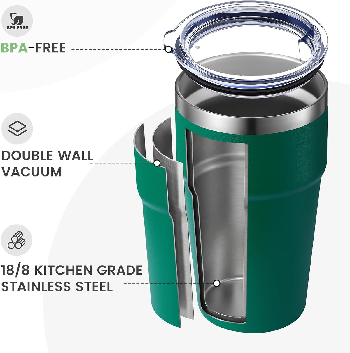 16oz Stainless Steel Tumbler Travel Coffee Mug with Lids Double Wall Insulated Coffee Cup for Home, Office, Travel Great Gift for Women (White, 1 pack)