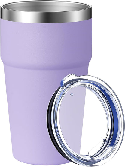 16oz Stainless Steel Tumbler Travel Coffee Mug with Lids Double Wall Insulated Coffee Cup for Home, Office, Travel Great Gift for Women (White, 1 pack)