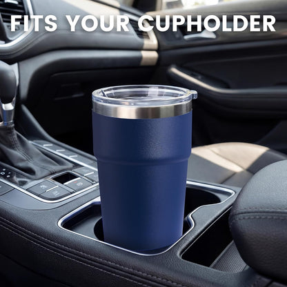 16oz Stainless Steel Tumbler Travel Coffee Mug with Lids Double Wall Insulated Coffee Cup for Home, Office, Travel Great Gift for Women (White, 1 pack)