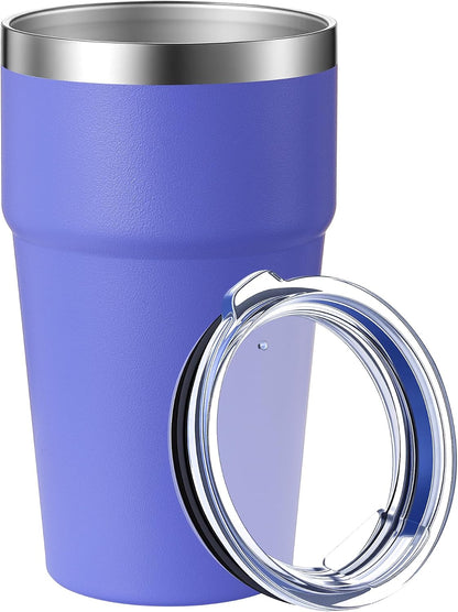 16oz Stainless Steel Tumbler Travel Coffee Mug with Lids Double Wall Insulated Coffee Cup for Home, Office, Travel Great Gift for Women (White, 1 pack)