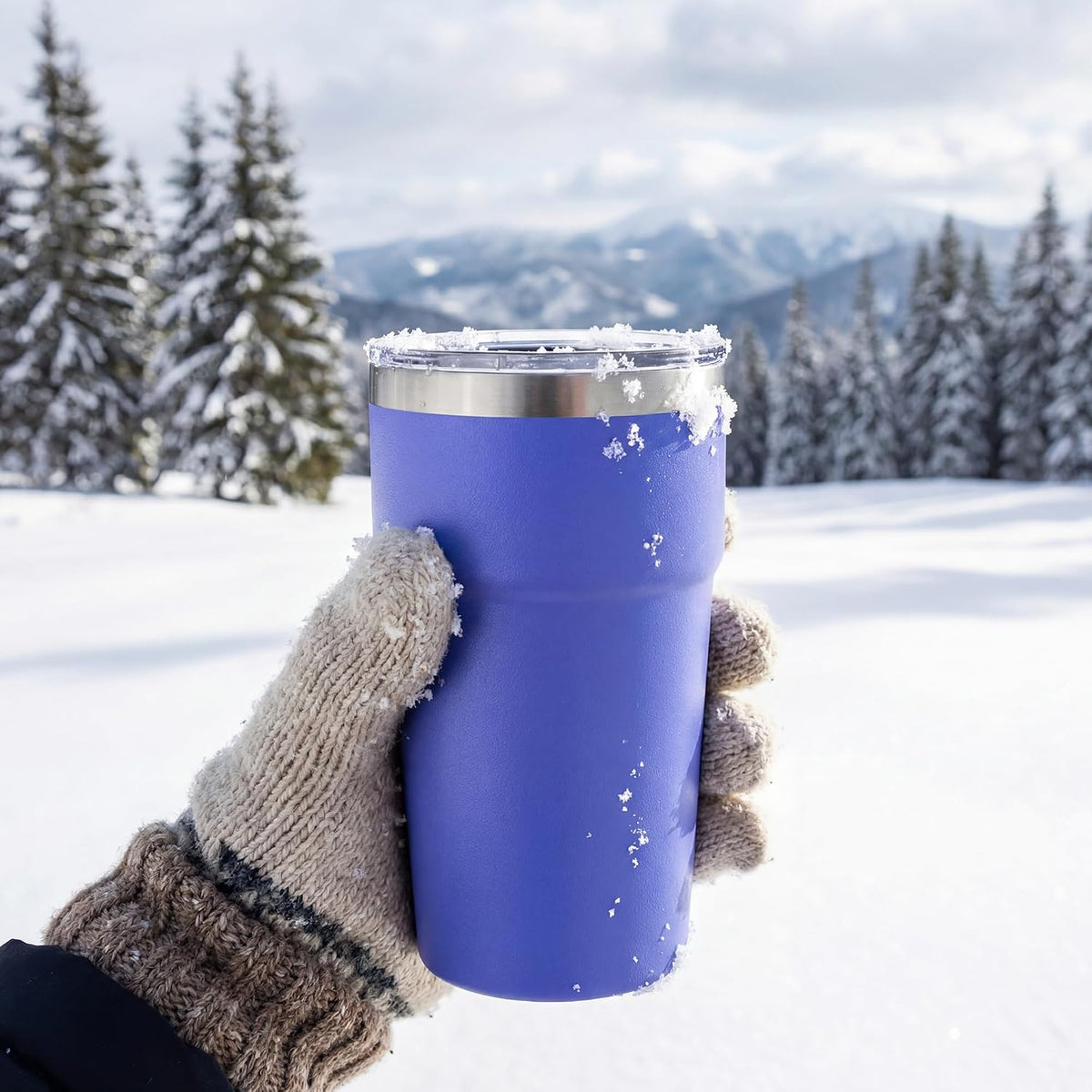 16oz Stainless Steel Tumbler Travel Coffee Mug with Lids Double Wall Insulated Coffee Cup for Home, Office, Travel Great Gift for Women (White, 1 pack)