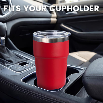 16oz Stainless Steel Tumbler Travel Coffee Mug with Lids Double Wall Insulated Coffee Cup for Home, Office, Travel Great Gift for Women (White, 1 pack)
