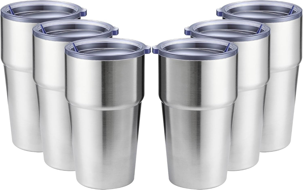 16oz Stainless Steel Tumbler Travel Coffee Mug with Lids Double Wall Insulated Coffee Cup for Home, Office, Travel Great Gift for Women (White, 1 pack)