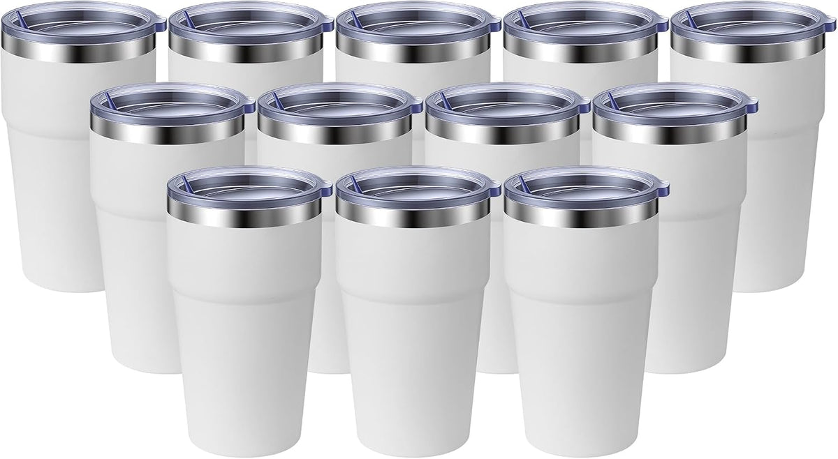 16oz Stainless Steel Tumbler Travel Coffee Mug with Lids Double Wall Insulated Coffee Cup for Home, Office, Travel Great Gift for Women (White, 1 pack)