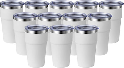 16oz Stainless Steel Tumbler Travel Coffee Mug with Lids Double Wall Insulated Coffee Cup for Home, Office, Travel Great Gift for Women (White, 1 pack)