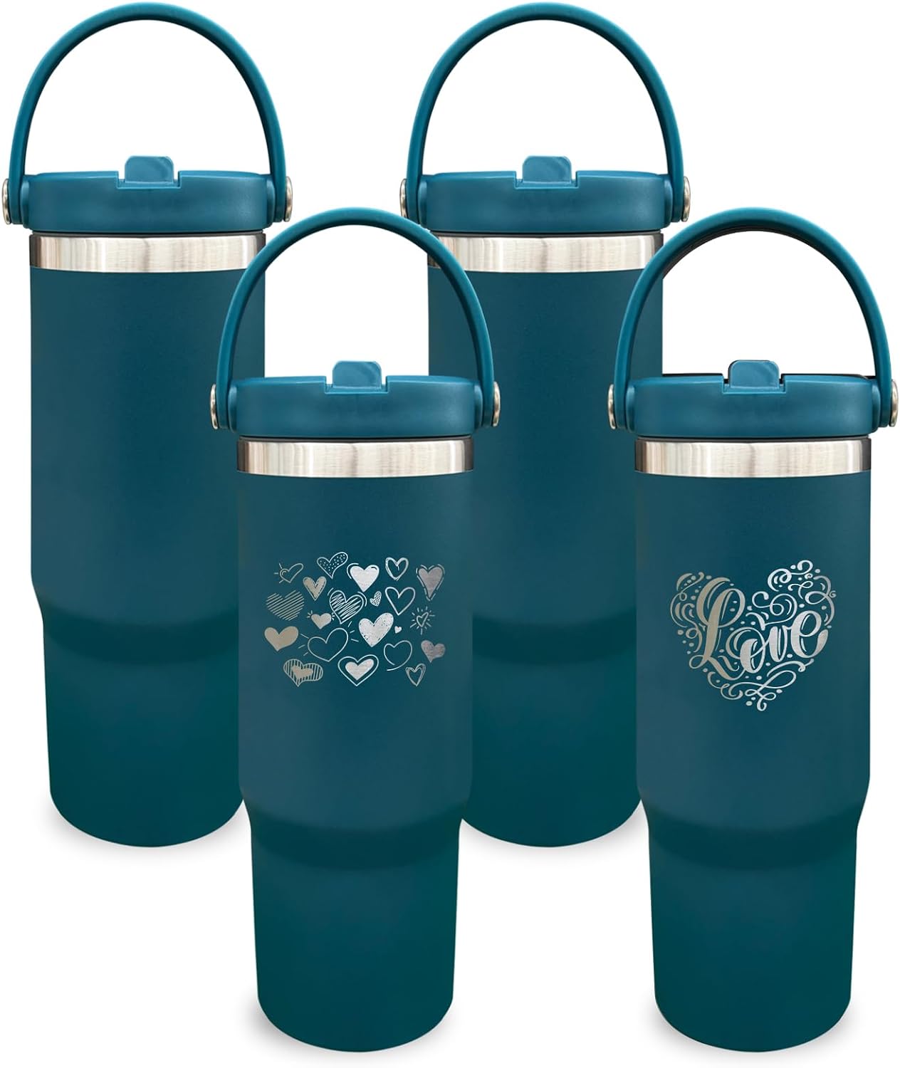 30 oz Tumbler with Top Handle, Water Bottle with Flip Straw, Black 1 pack | DIY Gift, Laser Engravable, Leak Proof, Food Grade Stainless Steel, BPA Free Lid, Double Vacuum Insulated, Powder Coated
