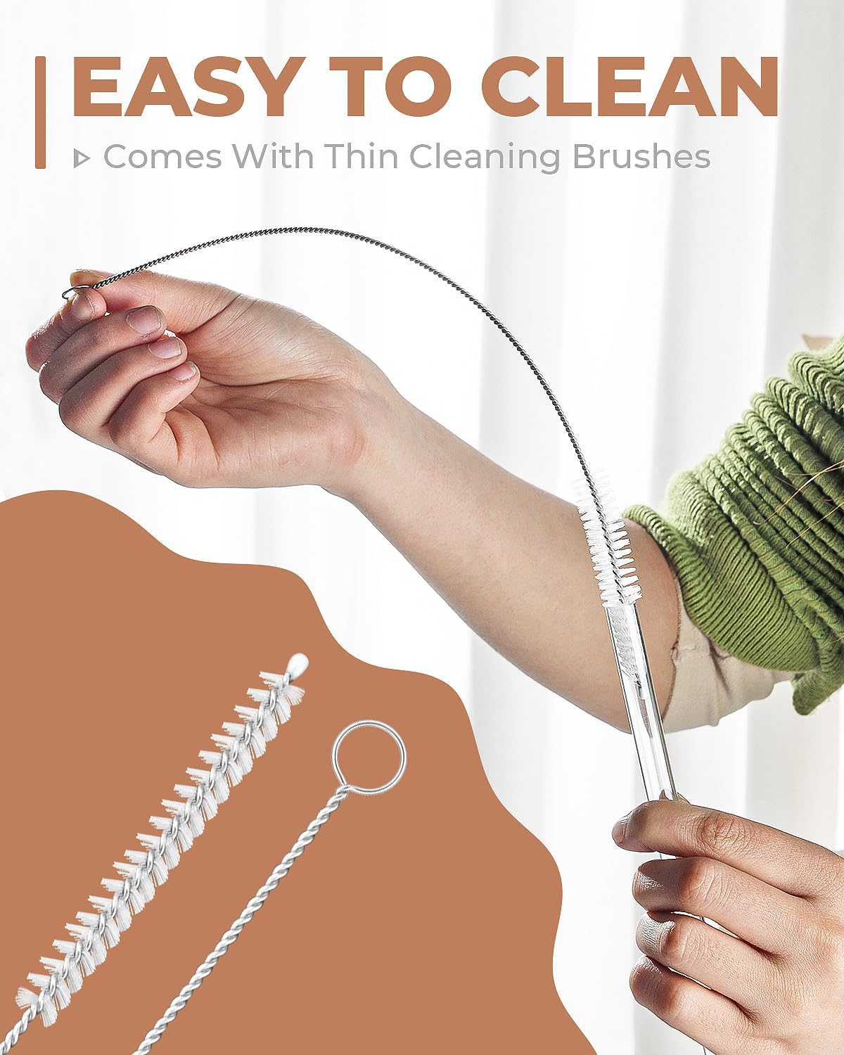 ® 20 Packs Reusable Glass Straws Set, 8.5'' x 10mm Clear Drinking Straws for Smoothies, Shakes, Coffee, Juice, Sodas, Milk, Tea, Cocktails, Set of 8 Straight and 8 Bent with 4 Cleaning Brushes