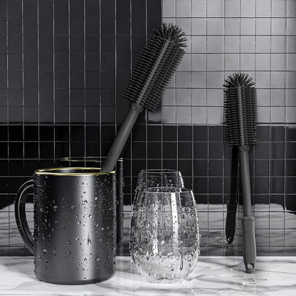 Long Silicone Bottle Cleaning Brush | 2 Pack| 16”+13”Water Bottle Brush Cleaner Brush for Hydro Flask,Glassware,Vacuum Sports Bottle&Vases,Silicone Water Bottle Cleaner Brush for Narrow Neck