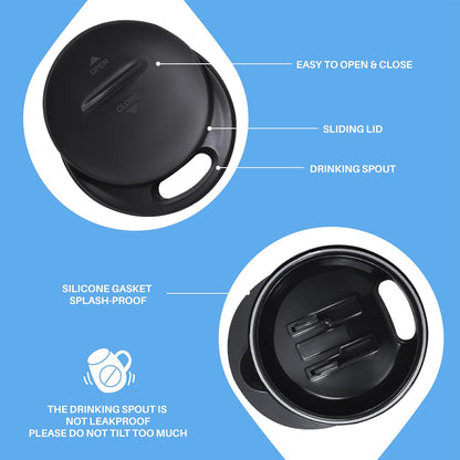 16 oz Insulated Coffee Mug with Handle and Lid, Double Wall Stainless Steel Vacuum Thermal Coffee Mug, Travel Coffee Cup Thermal Cup for Home and Office (Storm Black, FUJI DAWN) - Colors B