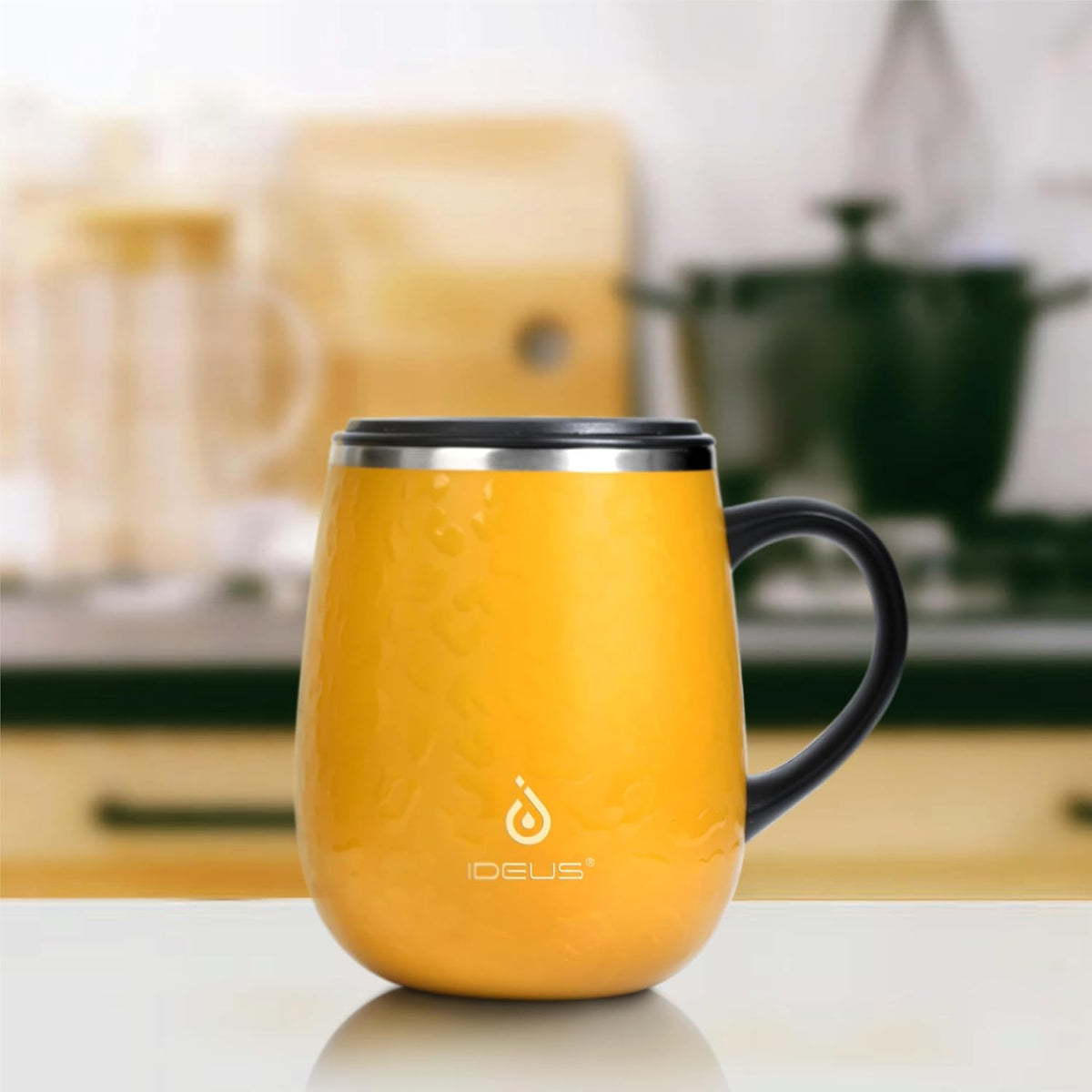 16 oz Insulated Coffee Mug with Handle and Lid, Double Wall Stainless Steel Vacuum Thermal Coffee Mug, Travel Coffee Cup Thermal Cup for Home and Office (Storm Black, FUJI DAWN) - Colors B