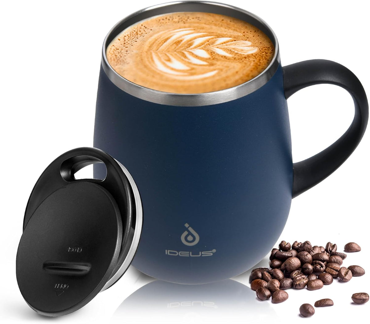 16 oz Insulated Coffee Mug with Handle and Lid, Double Wall Stainless Steel Vacuum Thermal Coffee Mug, Travel Coffee Cup Thermal Cup for Home and Office (Storm Black, FUJI DAWN) - Colors B