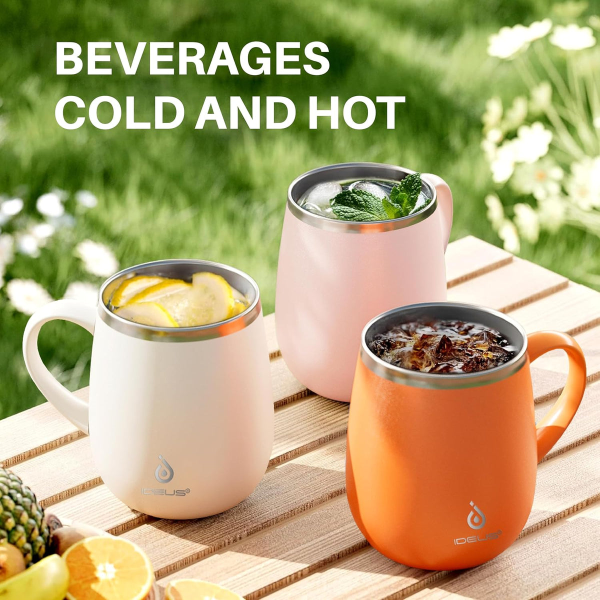 16 oz Insulated Coffee Mug with Handle and Lid, Double Wall Stainless Steel Vacuum Thermal Coffee Mug, Travel Coffee Cup Thermal Cup for Home and Office (Storm Black, FUJI DAWN) - Colors B