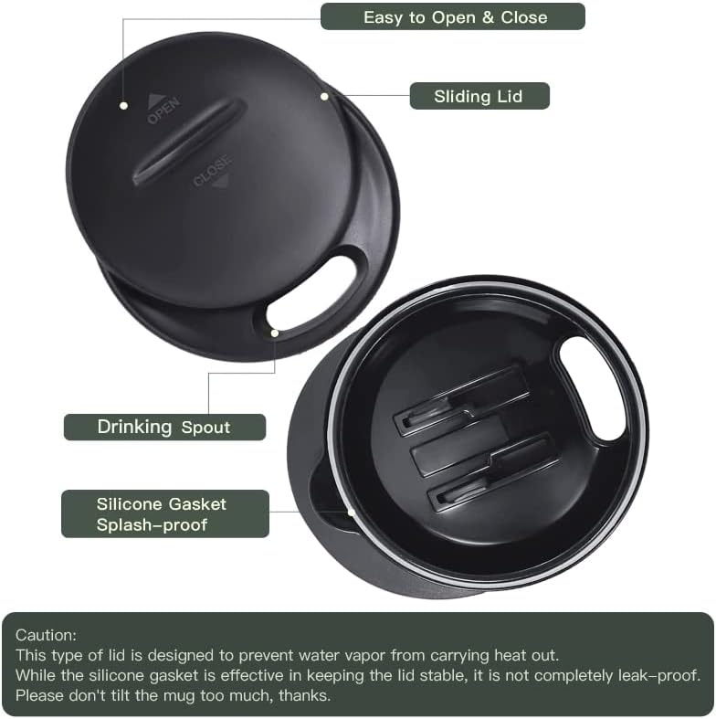 16 oz Insulated Coffee Mug with Handle and Lid, Double Wall Stainless Steel Vacuum Thermal Coffee Mug, Travel Coffee Cup Thermal Cup for Home and Office (Storm Black, FUJI DAWN) - Colors B