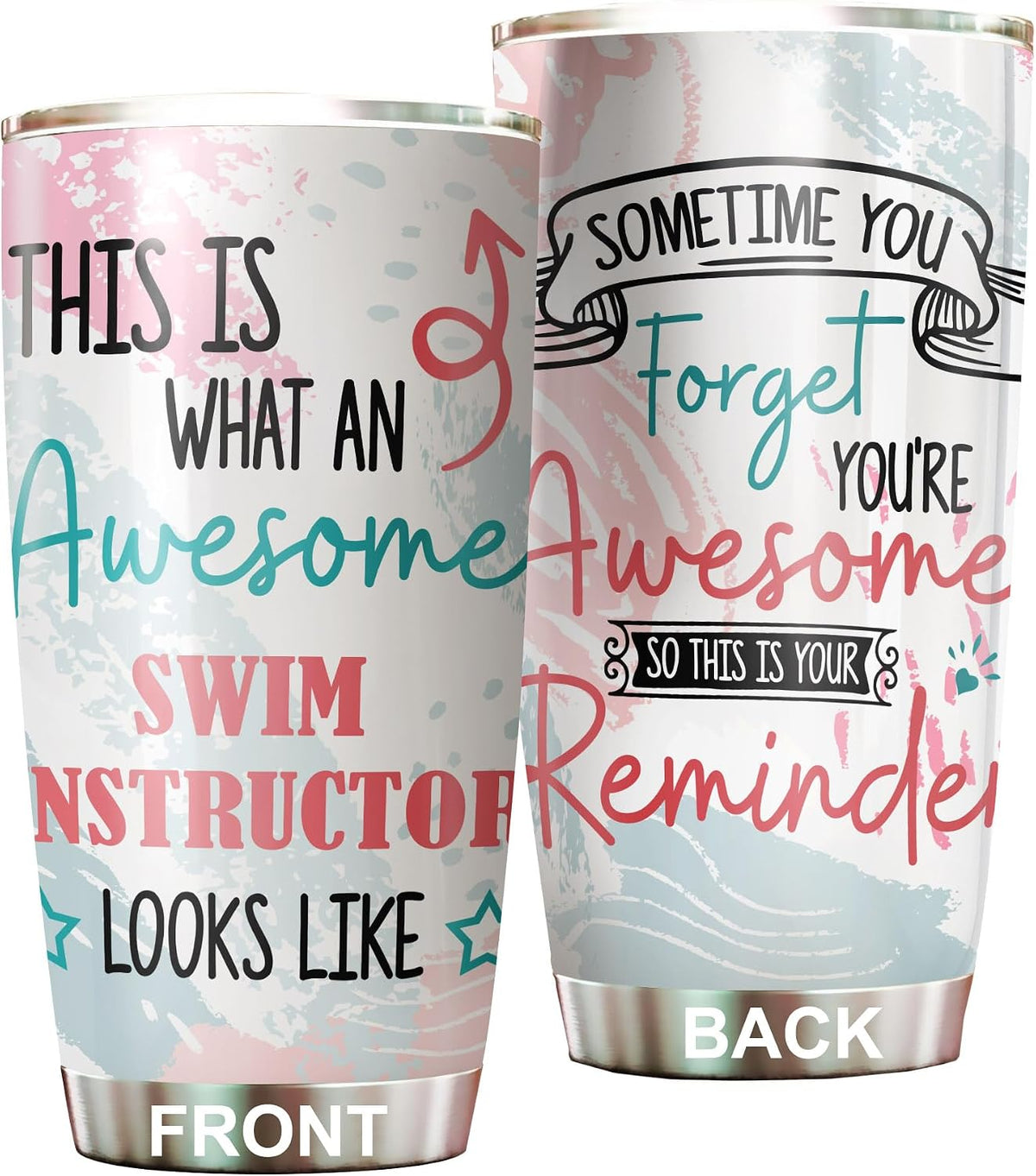 This Is What An Awesome Swim Instructor Tumbler Stainless Steel 20oz, Funny Gifts For Office Women Men Work Friend Coworker, Funny Driking Coffee Cup For Birthday Christmas