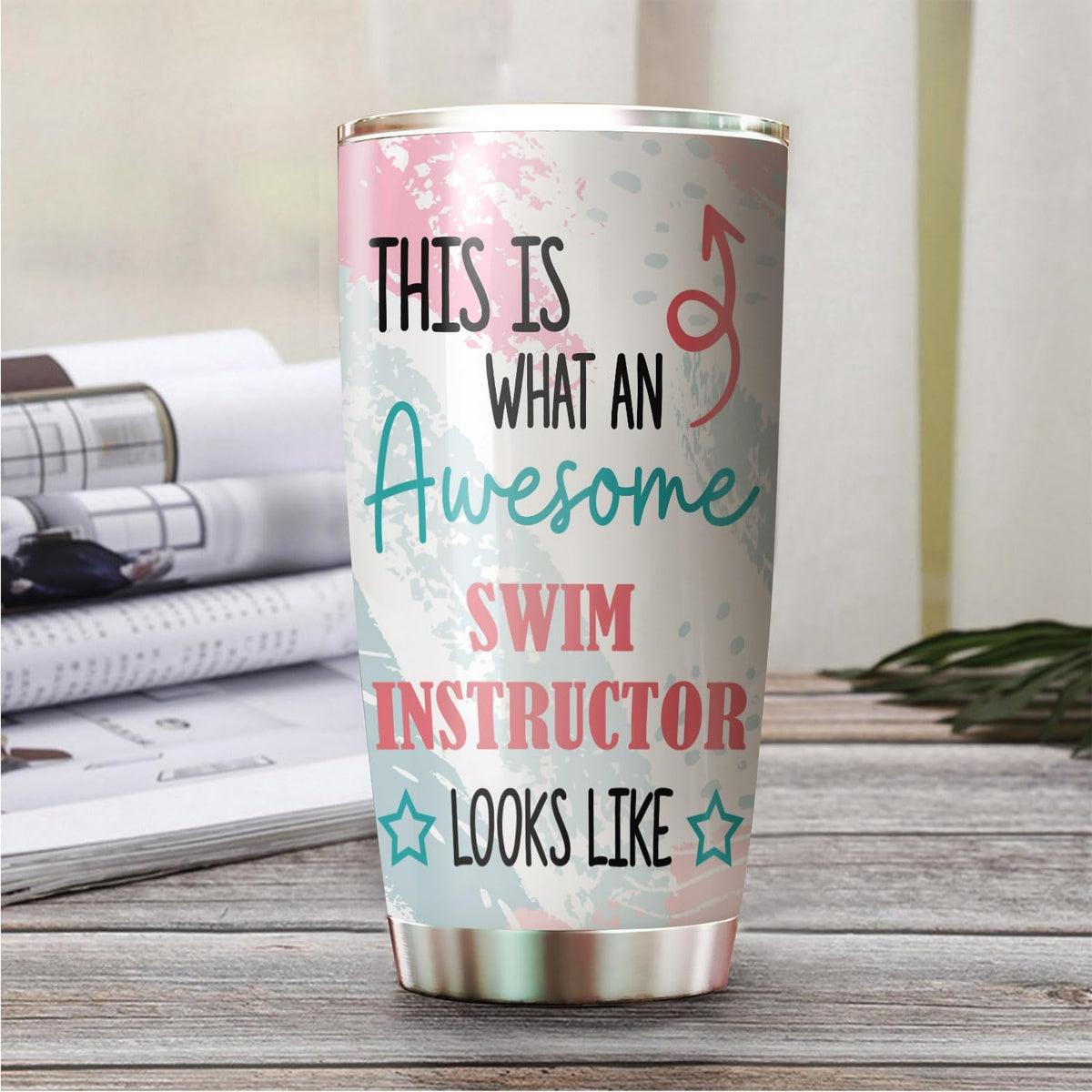 This Is What An Awesome Swim Instructor Tumbler Stainless Steel 20oz, Funny Gifts For Office Women Men Work Friend Coworker, Funny Driking Coffee Cup For Birthday Christmas