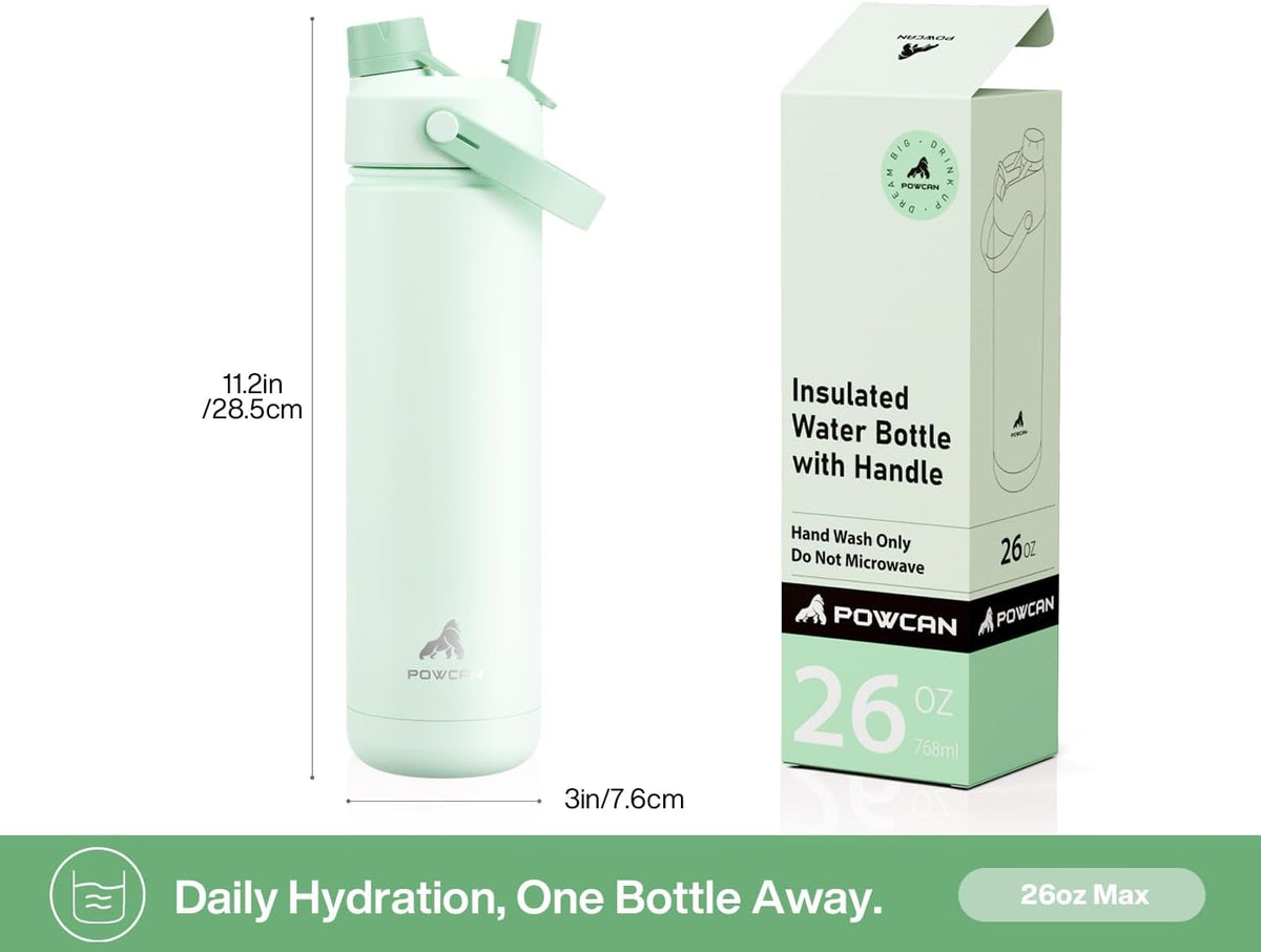 26 oz Insulated Water Bottle with 2-in-1 Straw and Spout Lid, Keep Cold 24H, Leak-Proof, Fits in Car Cup Holder, Stainless Steel Water Bottle for Sports, Travel, and School (Dark Knight) - Colors B