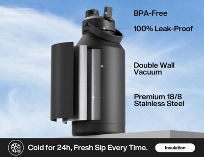 26 oz Insulated Water Bottle with 2-in-1 Straw and Spout Lid, Keep Cold 24H, Leak-Proof, Fits in Car Cup Holder, Stainless Steel Water Bottle for Sports, Travel, and School (Dark Knight) - Colors B