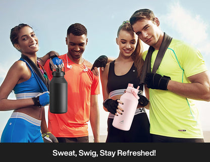 26 oz Insulated Water Bottle with 2-in-1 Straw and Spout Lid, Keep Cold 24H, Leak-Proof, Fits in Car Cup Holder, Stainless Steel Water Bottle for Sports, Travel, and School (Dark Knight) - Colors B