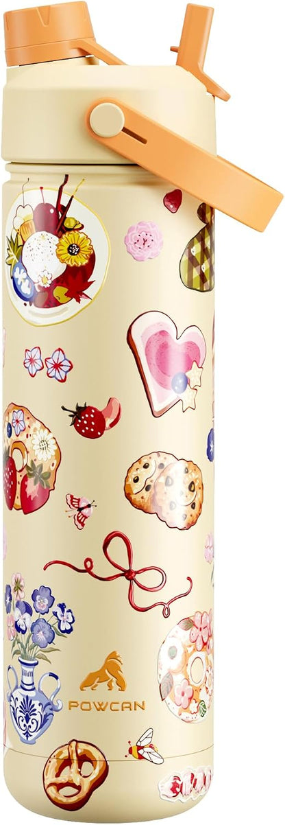 26 oz Insulated Water Bottle with 2-in-1 Straw and Spout Lid, Keep Cold 24H, Leak-Proof, Fits in Car Cup Holder, Stainless Steel Water Bottle for Sports, Travel, and School (Dark Knight) - Colors B