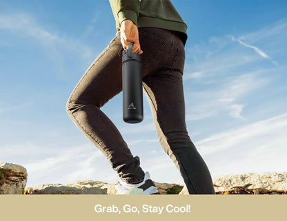 26 oz Insulated Water Bottle with 2-in-1 Straw and Spout Lid, Keep Cold 24H, Leak-Proof, Fits in Car Cup Holder, Stainless Steel Water Bottle for Sports, Travel, and School (Dark Knight) - Colors B