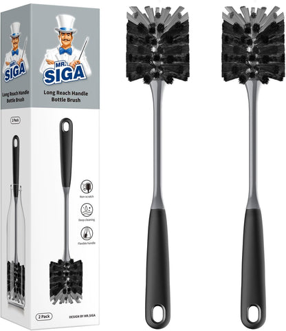 Long Handle Bottle Brush, Non-Scratch Water Bottle Brush Cleaner