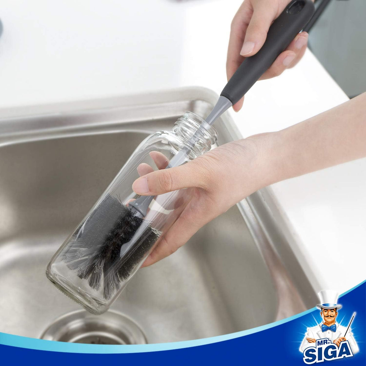 Long Handle Bottle Brush, Non-Scratch Water Bottle Brush Cleaner
