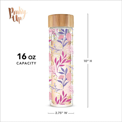 Blair Travel Tea Infuser Mug, Double Walled Insulated Travel Tumbler with Loose Leaf Tea Strainer, Travel Coffee Mug, Keeps Drinks Hot or Cold, 16 oz, White Leaf