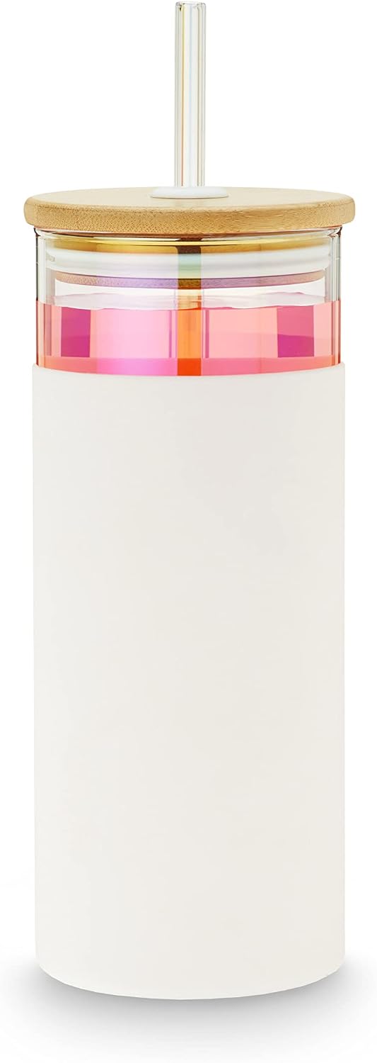 Blair Travel Tea Infuser Mug, Double Walled Insulated Travel Tumbler with Loose Leaf Tea Strainer, Travel Coffee Mug, Keeps Drinks Hot or Cold, 16 oz, White Leaf