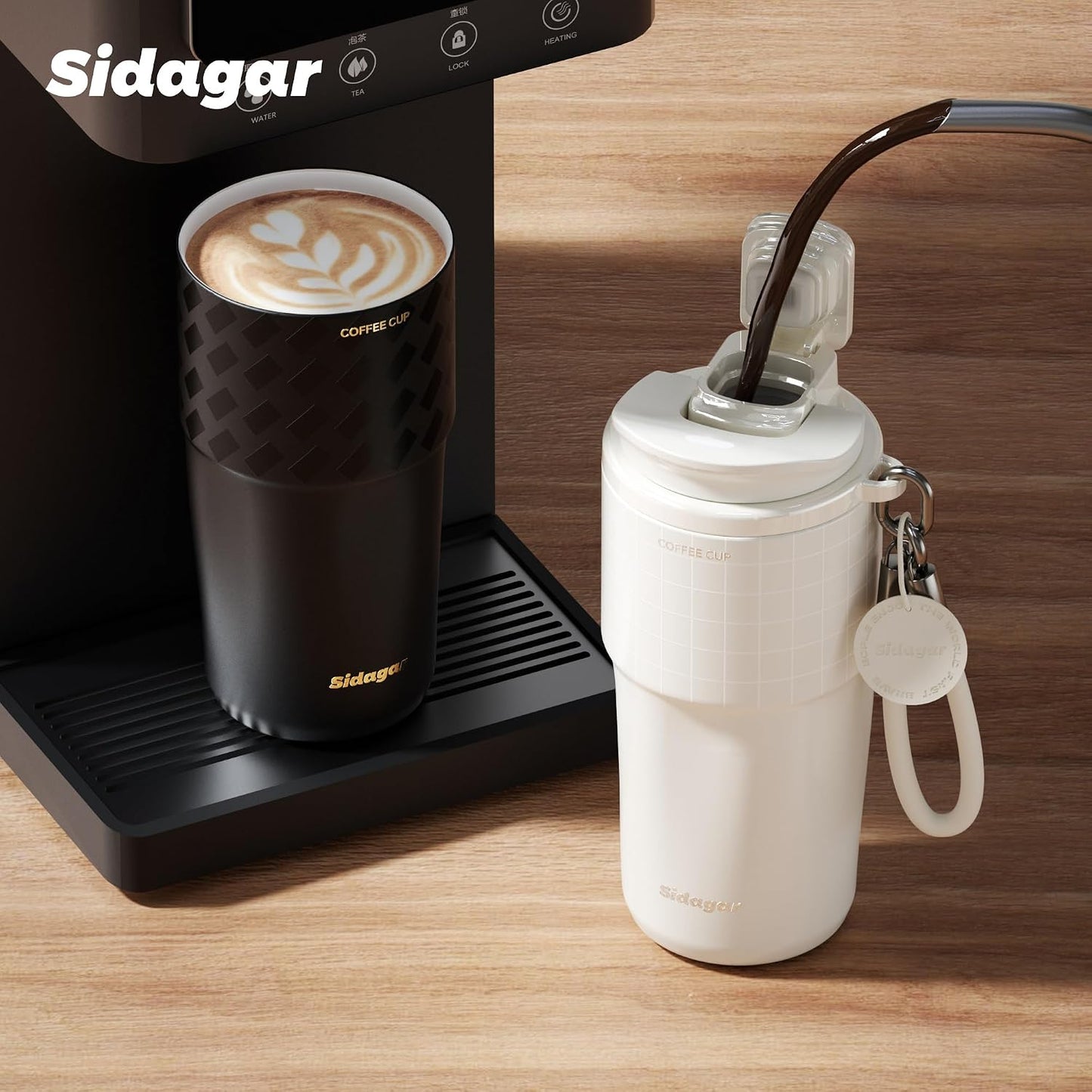 20 oz Insulated Coffee Tumbler, Stainless Steel Travel Coffee Mug with Flip Lid, Leak-Resistant Reusable Coffee Cup for Men, Office, Home & Commute, BPA-Free, White
