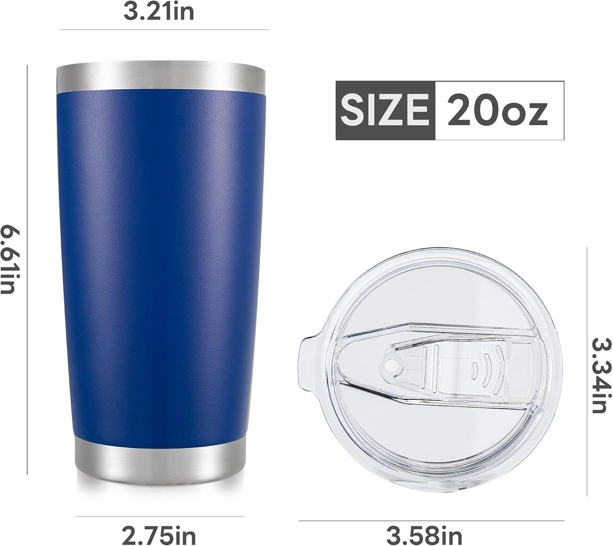 20 oz Tumbler with Lid Stainless Steel Insulated Tumblers Cups Travel Mug | Double Wall Vacuum, Powder Coated, Keep Drinks Cold and Hot, Waterproof Lid, Fit of Car Cup Holders, Grey