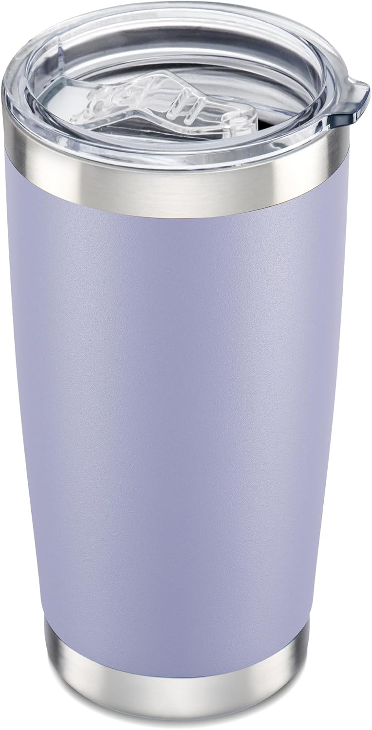 20 oz Tumbler with Lid Stainless Steel Insulated Tumblers Cups Travel Mug | Double Wall Vacuum, Powder Coated, Keep Drinks Cold and Hot, Waterproof Lid, Fit of Car Cup Holders, Grey