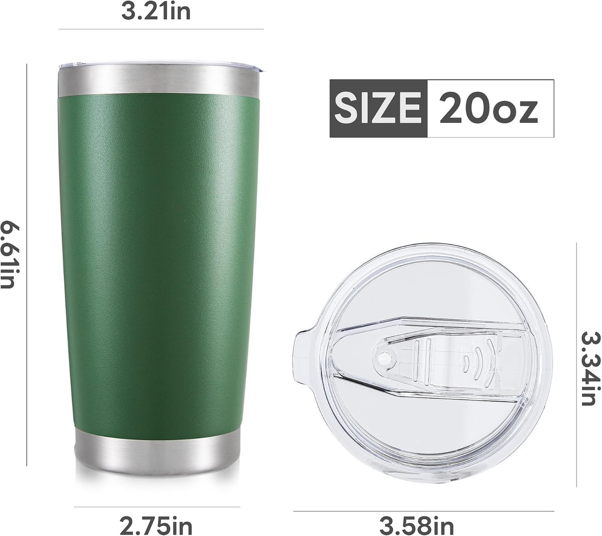 20 oz Tumbler with Lid Stainless Steel Insulated Tumblers Cups Travel Mug | Double Wall Vacuum, Powder Coated, Keep Drinks Cold and Hot, Waterproof Lid, Fit of Car Cup Holders, Grey