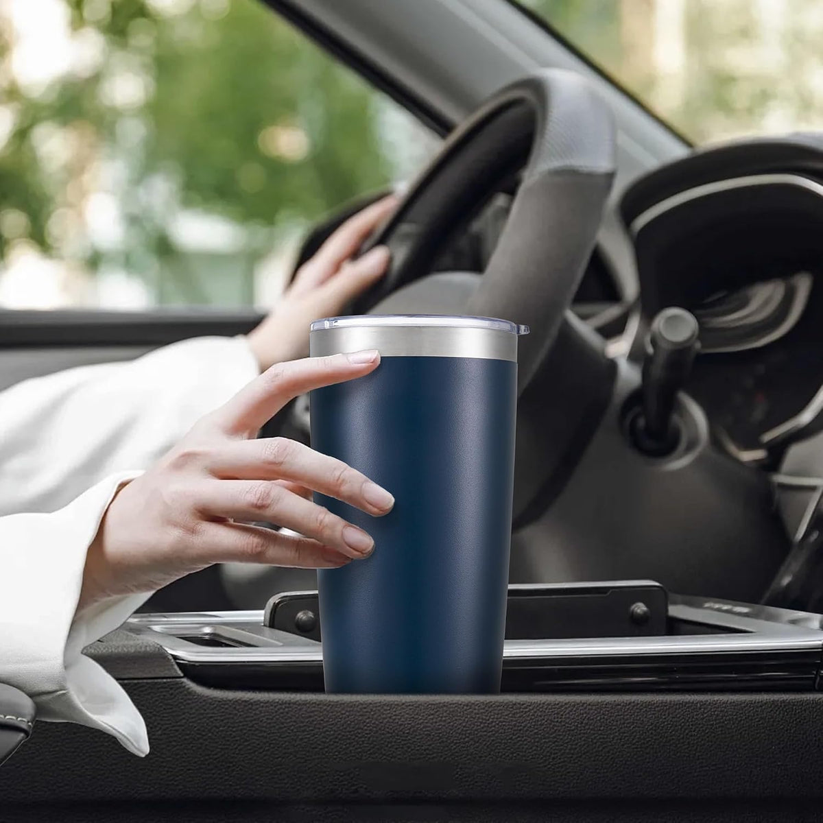 20 oz Tumbler with Lid Stainless Steel Insulated Tumblers Cups Travel Mug | Double Wall Vacuum, Powder Coated, Keep Drinks Cold and Hot, Waterproof Lid, Fit of Car Cup Holders, Grey