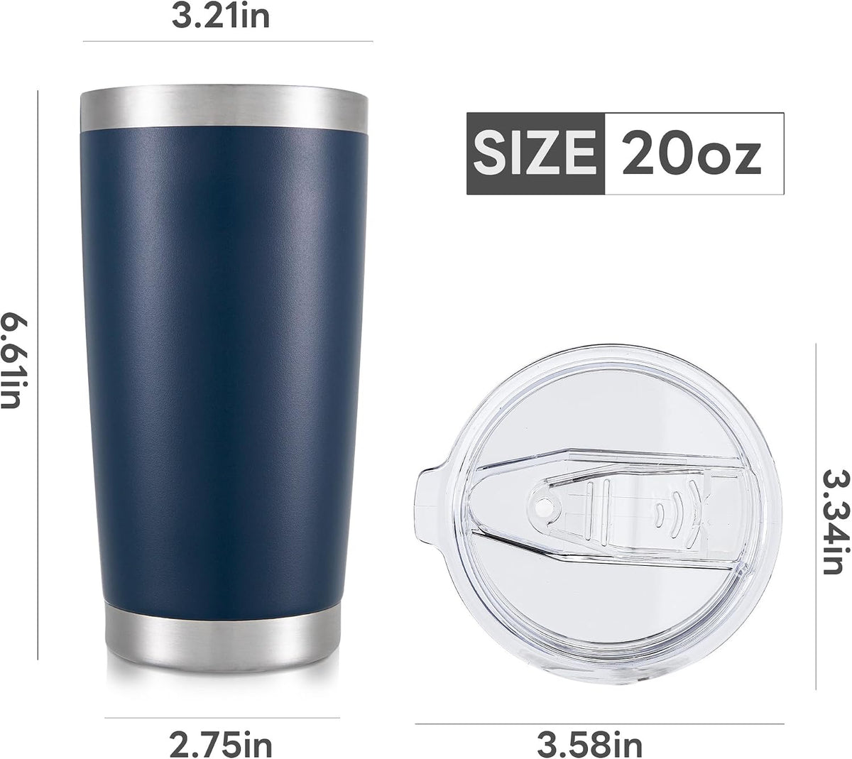 20 oz Tumbler with Lid Stainless Steel Insulated Tumblers Cups Travel Mug | Double Wall Vacuum, Powder Coated, Keep Drinks Cold and Hot, Waterproof Lid, Fit of Car Cup Holders, Grey
