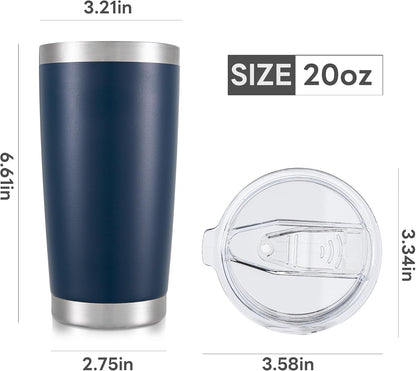 20 oz Tumbler with Lid Stainless Steel Insulated Tumblers Cups Travel Mug | Double Wall Vacuum, Powder Coated, Keep Drinks Cold and Hot, Waterproof Lid, Fit of Car Cup Holders, Grey